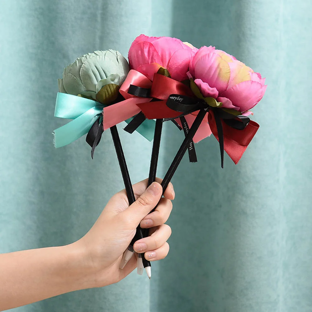 4 шт. ручка с бантом в виде розы шариковая цветочным декором офисные школьные