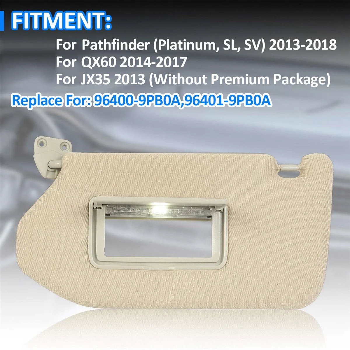 Левый солнцезащитный козырек с фотоэлементами для 2013-18 Pathfinder 2014-17 Infiniti QX60 2013 JX35