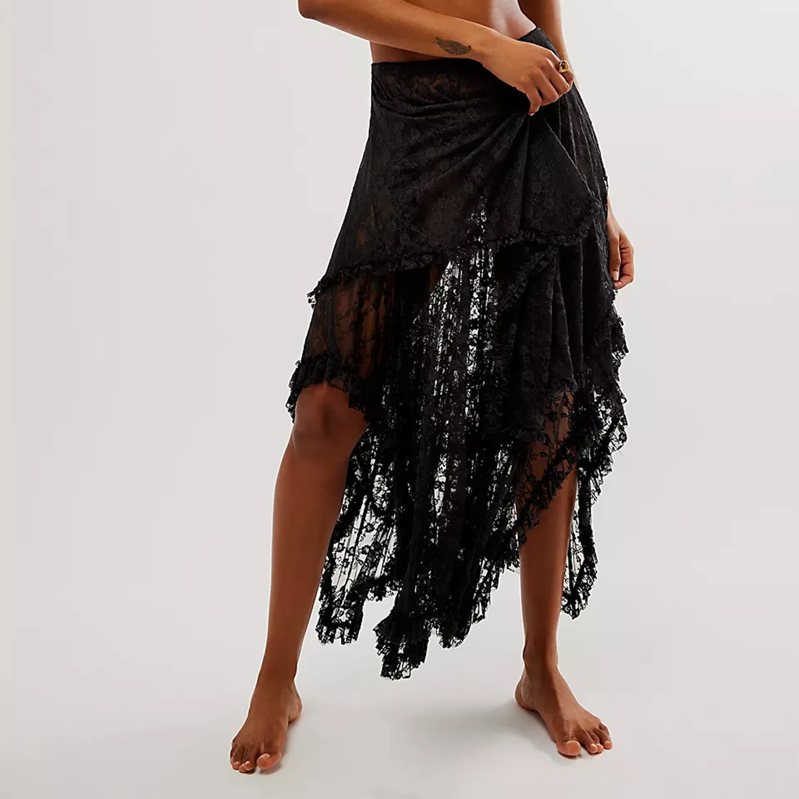Женские Кружевные Юбки-миди Gaono асимметричные полупрозрачные многослойные юбки