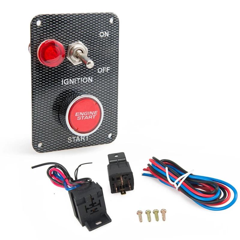 

Car Accessory 12V LED Toggle Ignition Switch Panel Engine Start Push Button Set Universal for 12V Power Speediness & Racing Car