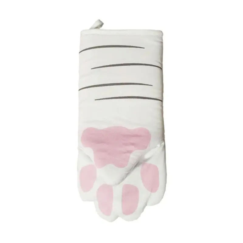 

3D Cartoon Paws Oven Mitten Long Cotton Baking Insulation Gloves Microwave Heat Resistant Non-slip Gloves