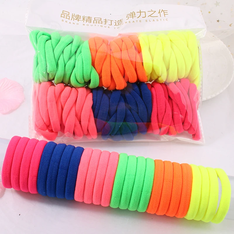

100pcs Girls Elastic Hair Accessories for Adult Black White Rubber Band Ponytail Holder Gum for Hair Ties Scrunchies Hairband