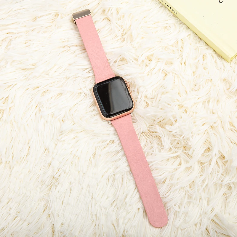 

Fashion Lambskin Band for Apple Watch Ultra 49mm Magnetic Folding Clasp Strap for IWatch 8/7/6/5/4/3Se 40 44 38 42mm Accessories