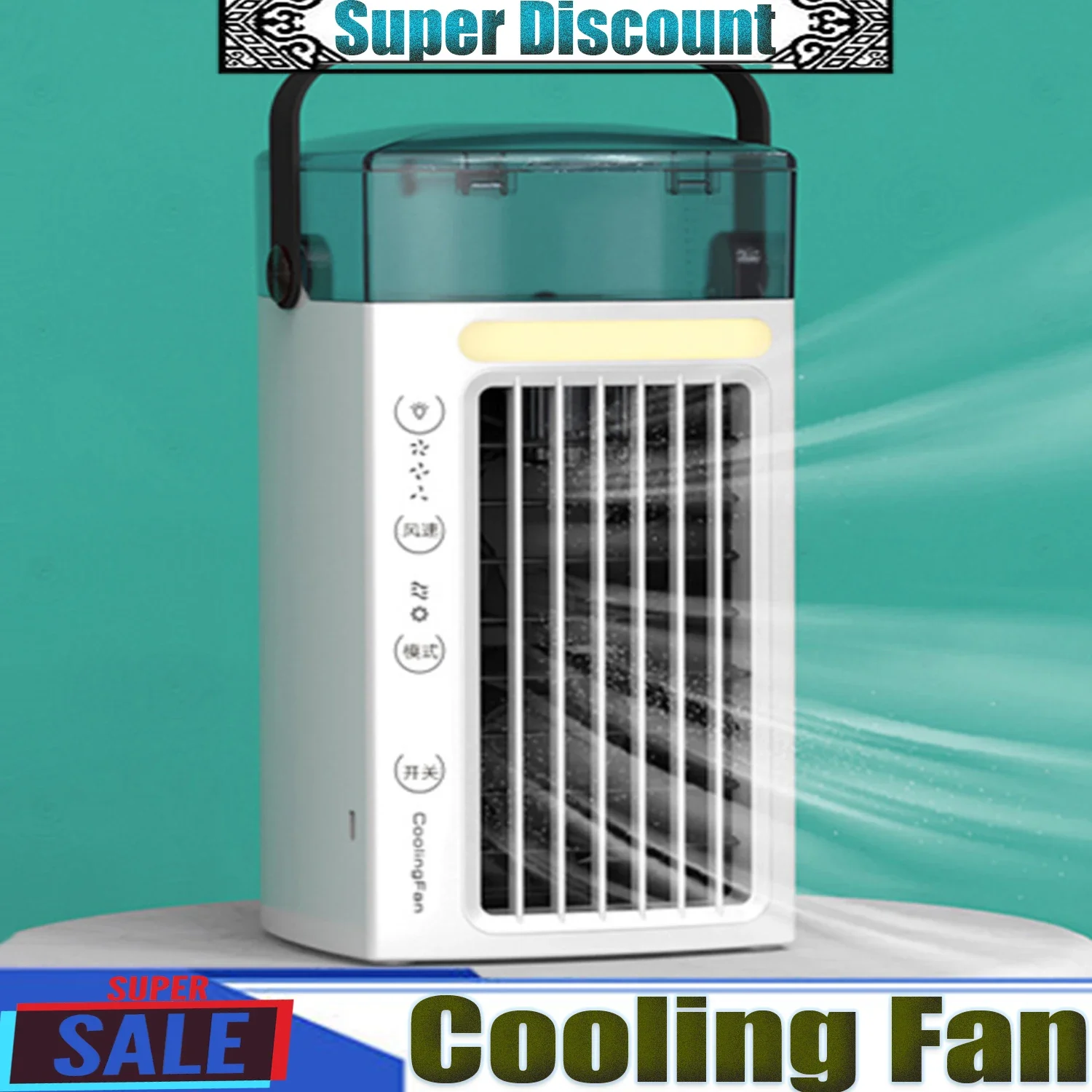 

Электрический вентилятор, портативный мини-вентилятор для кондиционера, 3 скорости, с таймером, с распылителем воды, 480 мл, с резервуаром для воды, увлажнитель воздуха для дома и комнаты