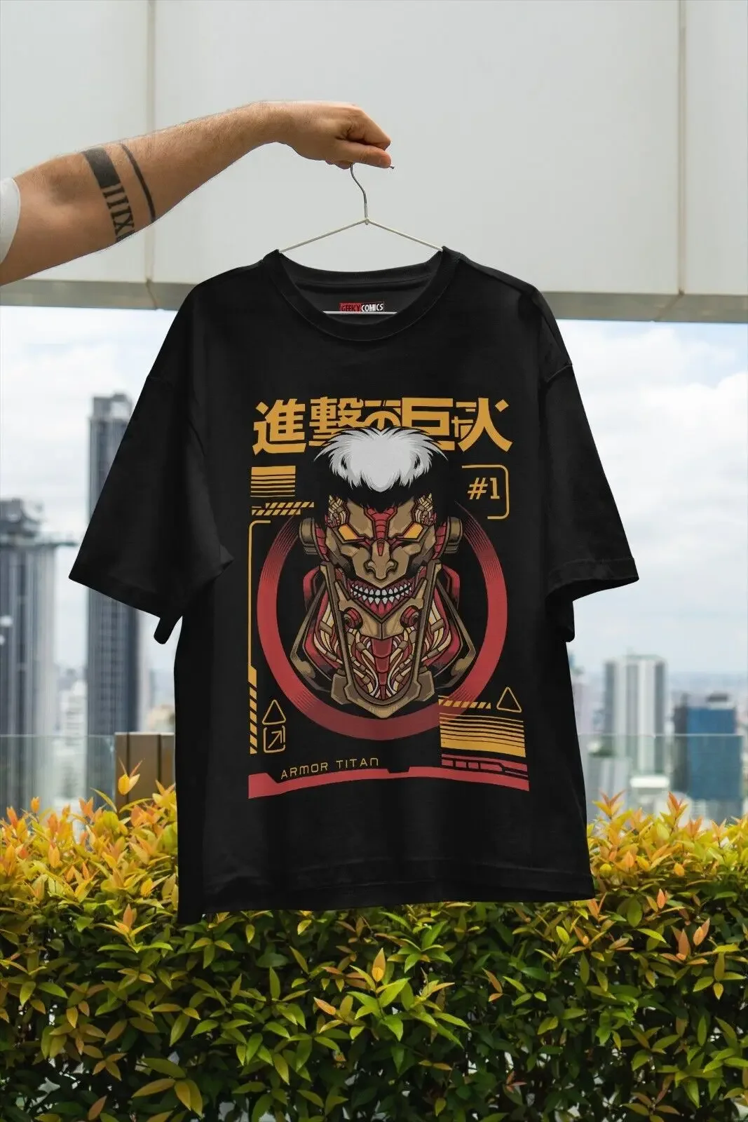 Футболка с рисунком из аниме бронированный Титан футболка атаки на титанов
