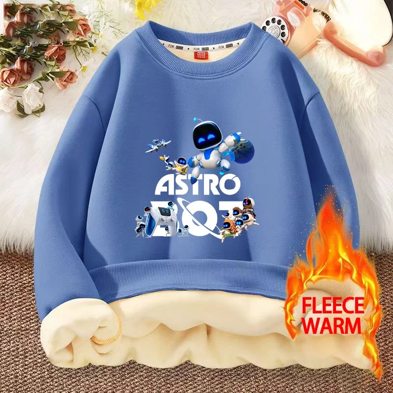 Детские толстые толстовки Astro Bot теплая одежда для мальчиков и девочек модная