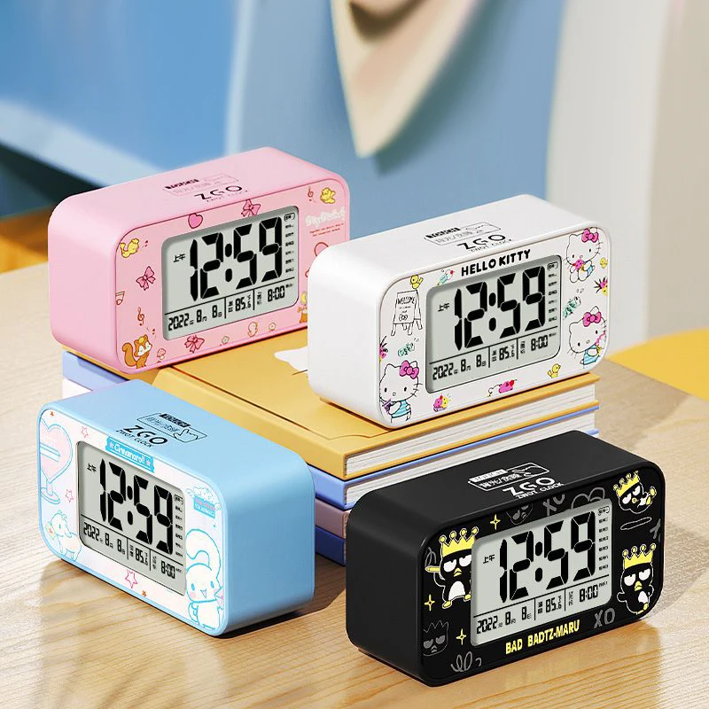 Kawaii Electronic Student Smart Alarm Clock Anime Cinnamoroll Hello Kitty Bedroom Mute Children Multifunctional Electronic Clock