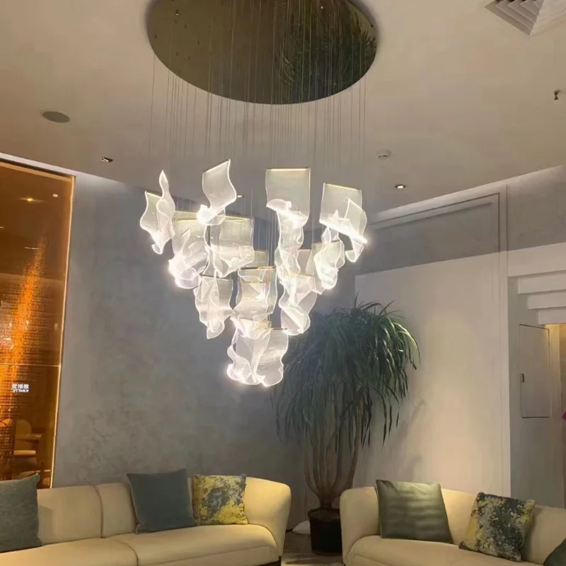 

Led Chandeliers Staircase Loft Large Villa Living Room Decor Hanging Light Fixtures Hallway Lamp Cloakroom Gold Indoor Lighting