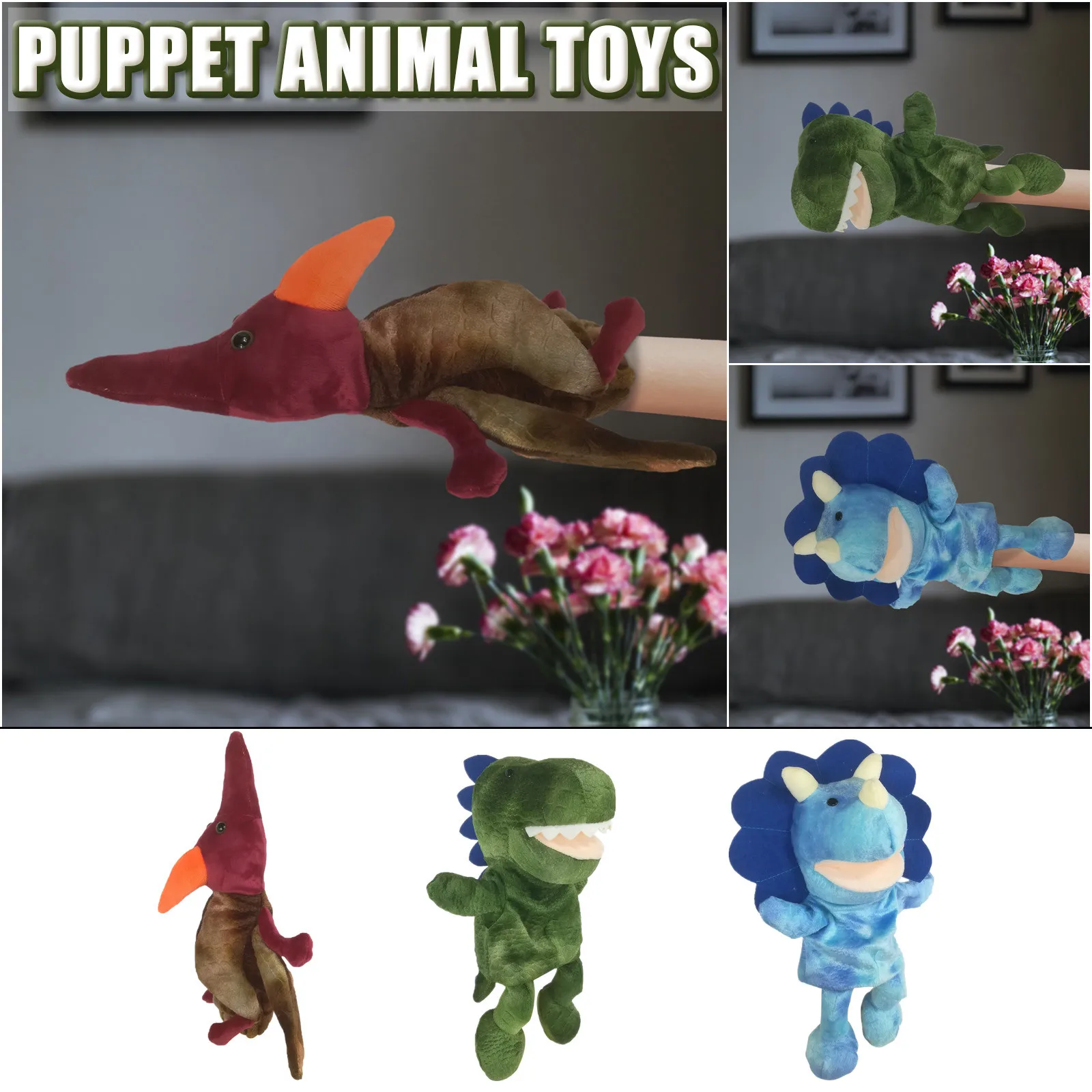 Cute T-Rex Plush Toy Hand Puppet Cartoon Animal Dinosaur Puppets Doll Parent-child Educational Interaction Fun Toys For Kids |