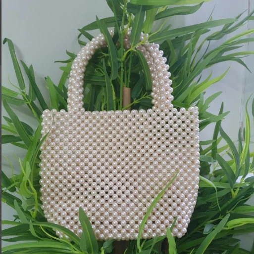 

Handmade Woven Beaded Pearl Bags For Women Handbags Fashion Trend Beach Vacation Phone Clutch Party Bags Beading Bag