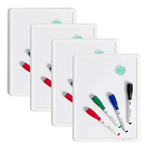 

Contempo 8.5” x 11” Dry Erase Board Bundle, 4 Boards + 16 Markers + 4 Magnets