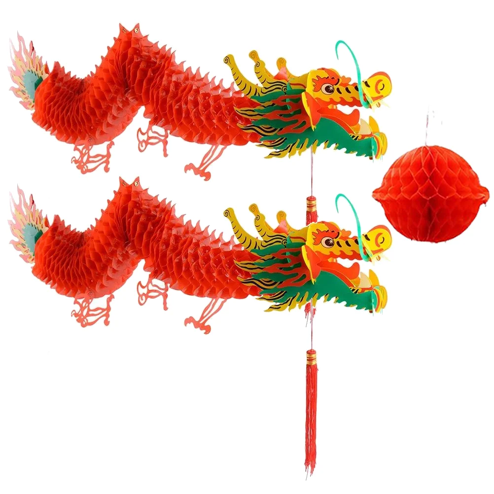 

Chinese Year New Decoration Dragon Paper Spring Lanterns Festival Decor 3D Garland Ornament Redthe Rabbit Scene Lantern Hanging