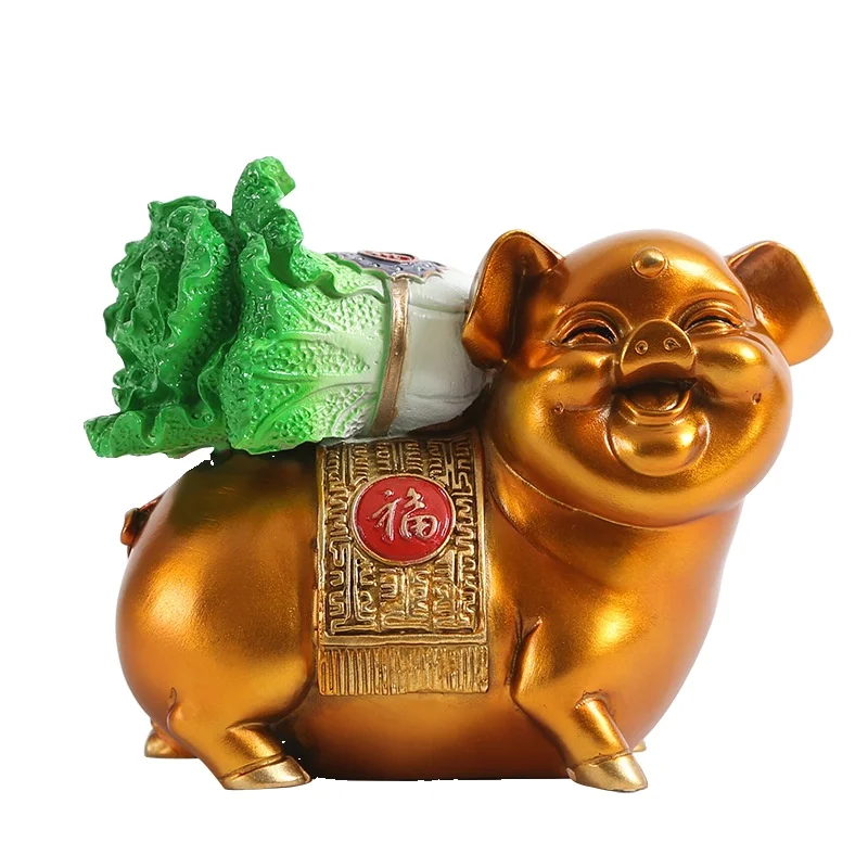 

MOZART Copper Coloured Cabbage Pig Ornament Auspicious Pig Year Living Room Office Home Craft Gift S Chinese Traditional Style