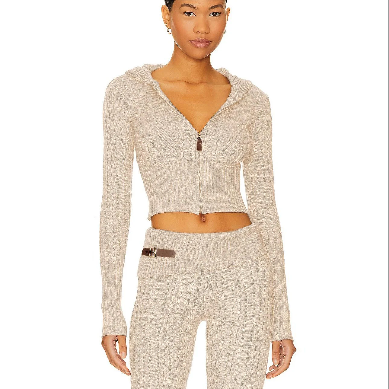 Модный повседневный костюм новинка осень/зима 2024 элегантный вязаный кардиган