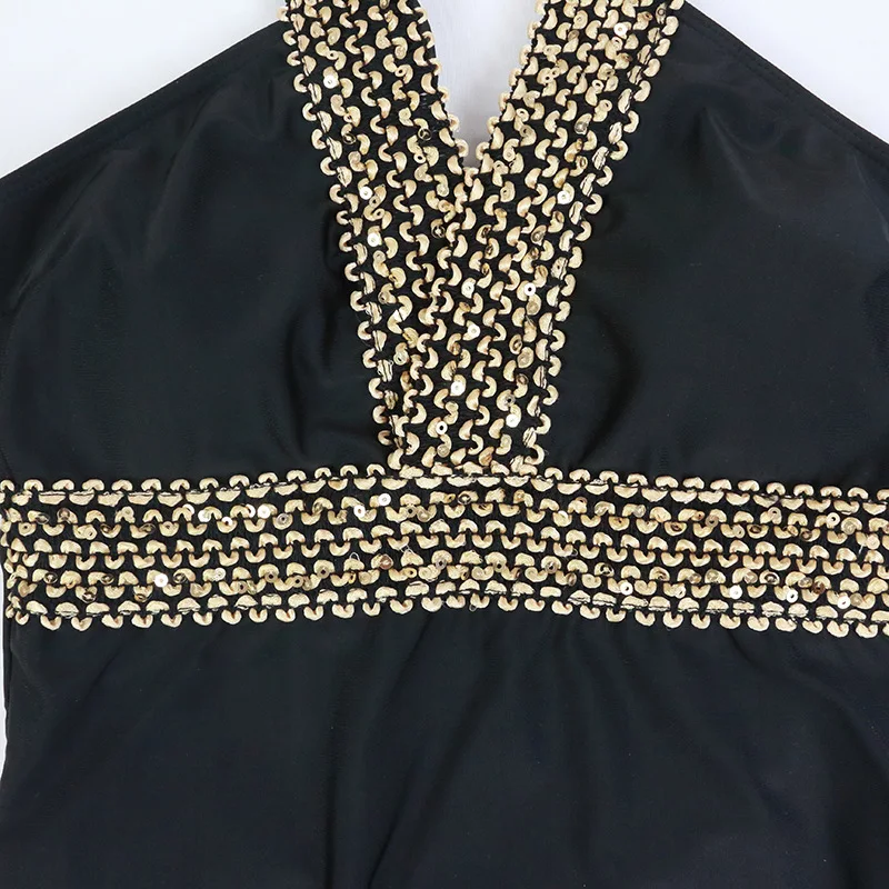 Сексуальный слитный купальник с открытой спиной женское бикини пуш-ап черный