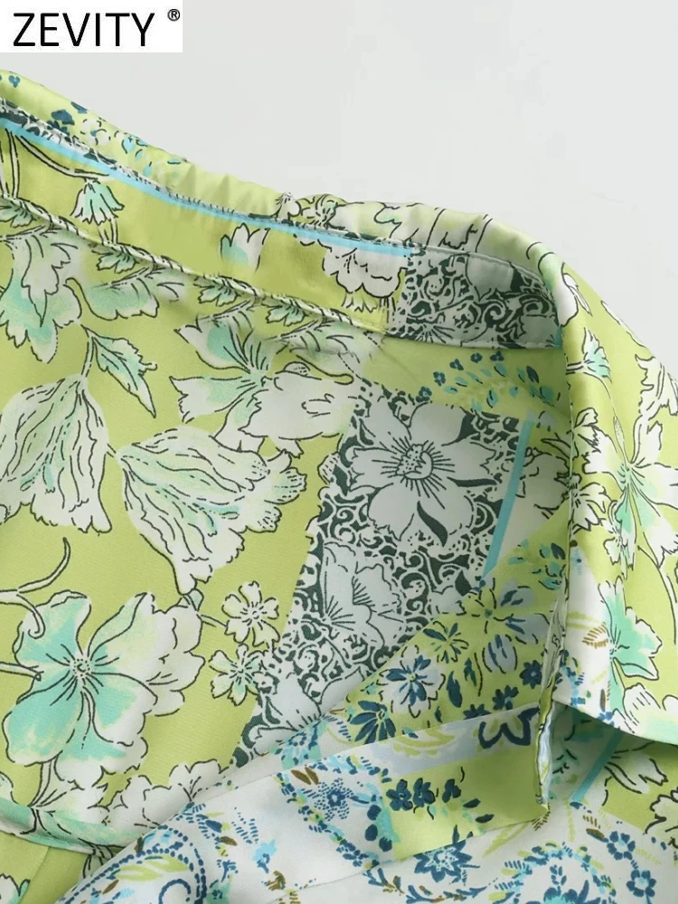 Женская винтажная атласная блузка Zevity с принтом пейсли и цветов Офисная