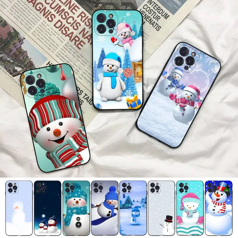 

Cute snowman Phone Case For iPhone 8 7 6 6S Plus X SE 2020 XR XS 14 11 12 13 Mini Pro Max Mobile Case