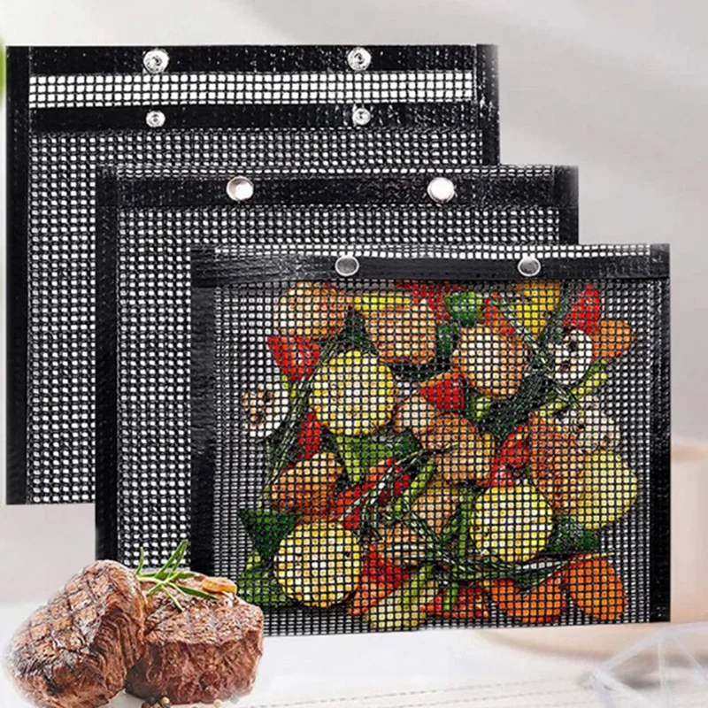 Сетчатые мешки для барбекю многоразовые кармашки гриля подходит рыбы угля