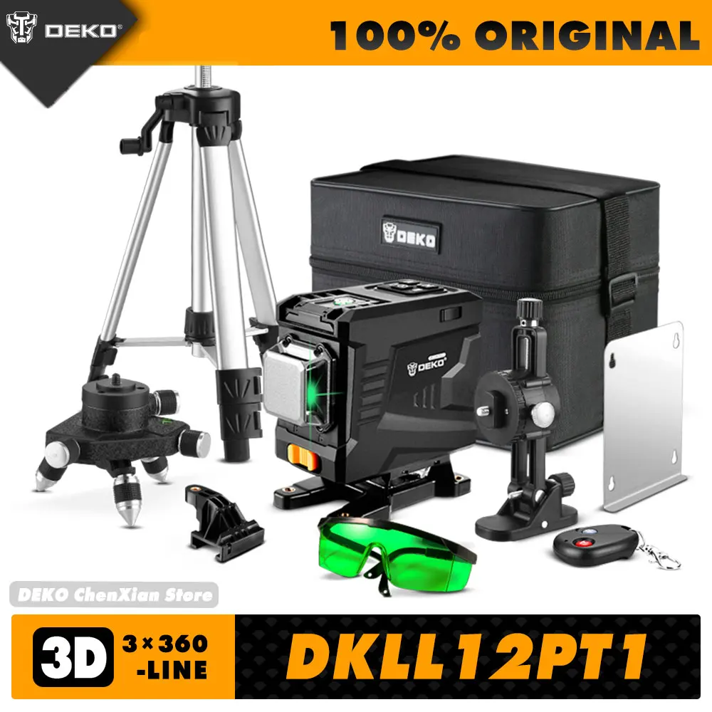 

12 LINES 3.7V 3X360 HORIZONTAL/VERTICAL LINES-GREEN LASER LEVEL WITH REMOTE CONTROL SELF-LEVELING CONSTRUCTION TOOLS DEKO