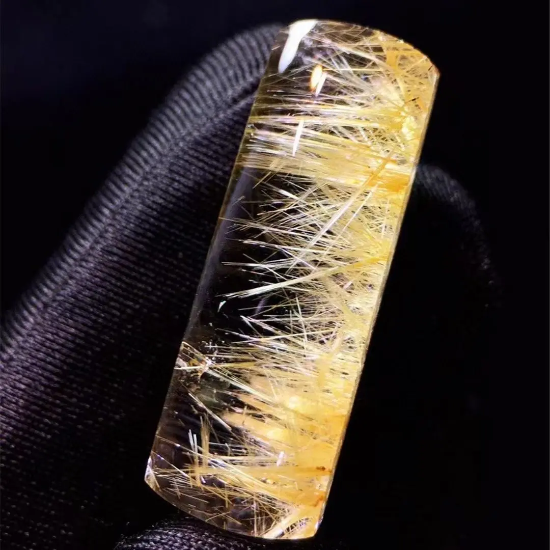 

Natural Gold Hair Rutilated Quartz Pendant Jewelry For Woman Man Gift 34x11x8mm Beads Clear Crystal Healing Gemstone AAAAA