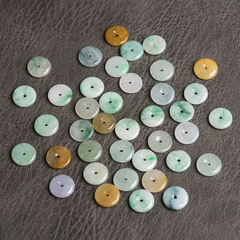 

100% Grade A Burma Jades Donut Beads For Jewelry Making Diy Bracelet Necklace Accessories Myanmar Jadeite Button Bead Wholesale