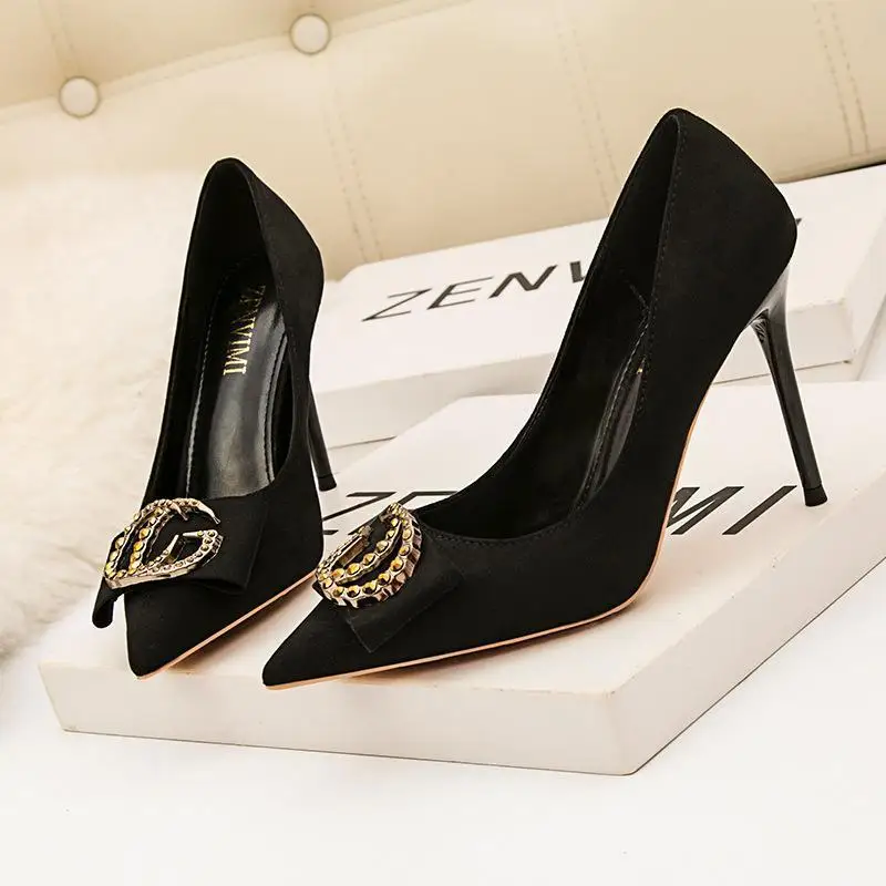 

Fashion Metal Decoration High Heels Stiletto Heels Ladies Office Pointed Pumps Women Shoes Ladies Dress Shoes Zapatos De Mujer