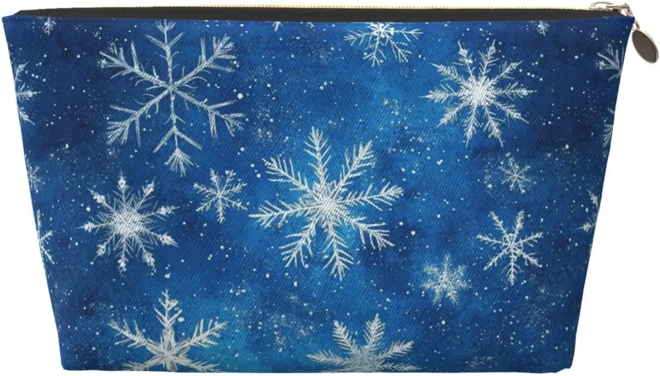 Косметичка синяя снежинка Рождественская зима снег косметичка дорожный