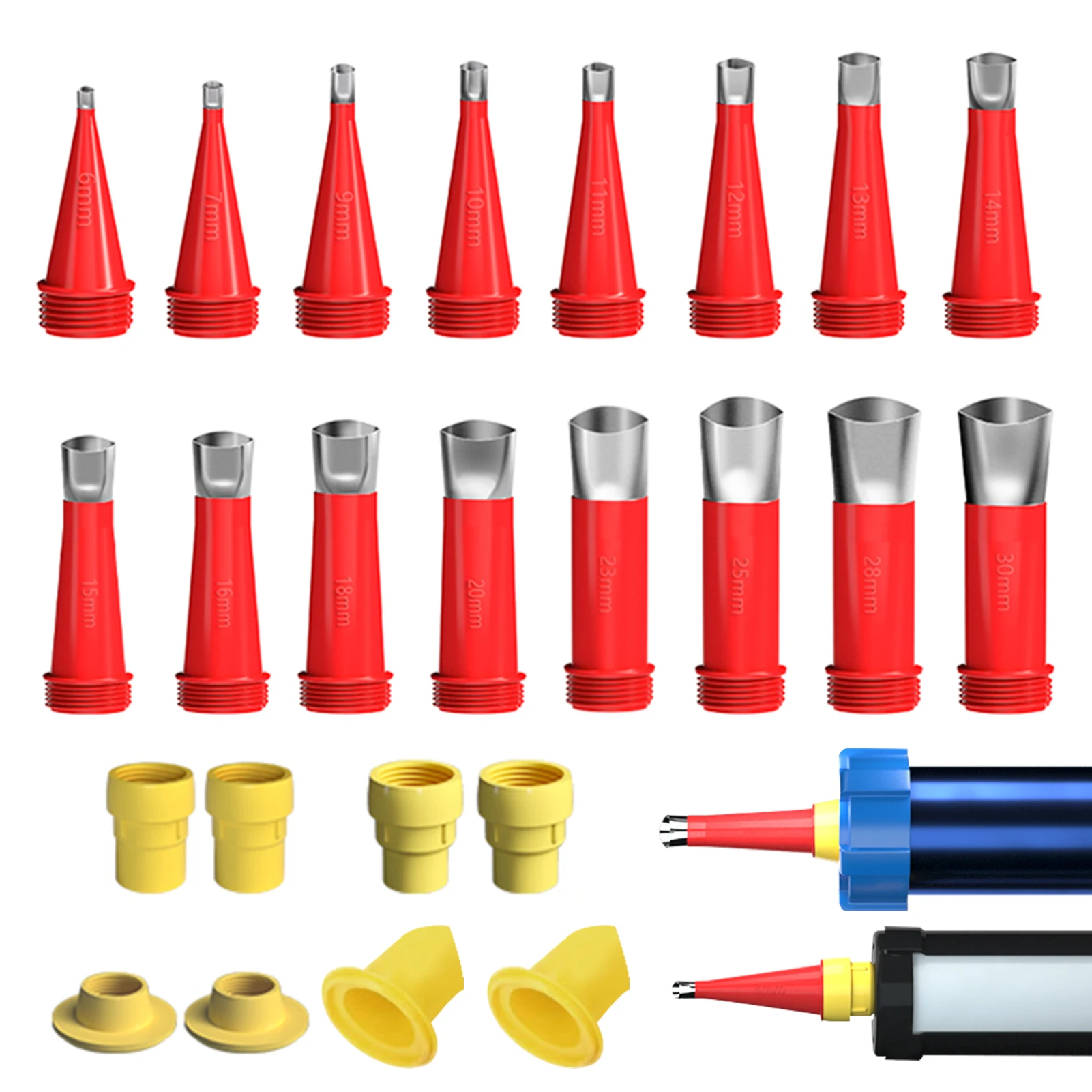 

24pcs Caulking Finisher Kit Tool 14pcs Nozzle 8pcs Connection Base Applicator Bathroom Joint Doors Sink Kitchen Assorted Sizes