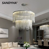 sandyha modern tassel chandeliers nordic chain led indoor decorate living dining room table kitchen bedroom salon light fixtures