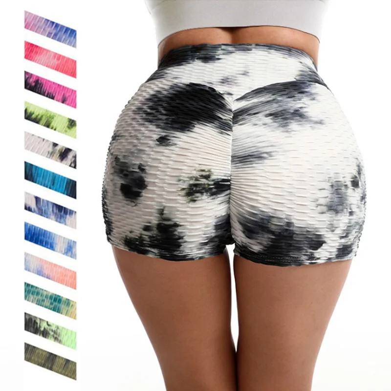 

Seamless Yoga Shorts Womens Tie Dye Jacquard Bubble Shorts Yoga Fitness Butt Lift Shorts Fitness Women Sexy Leggings Sportswear
