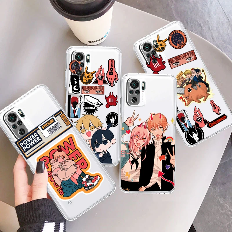 

Anime Cartoon Chainsaw Man Phone Case For Xiaomi Redmi Note 11E 11S 11 11T 10 10S 9 9T 9S 8 8T Pro Plus 5G Transparent TPU