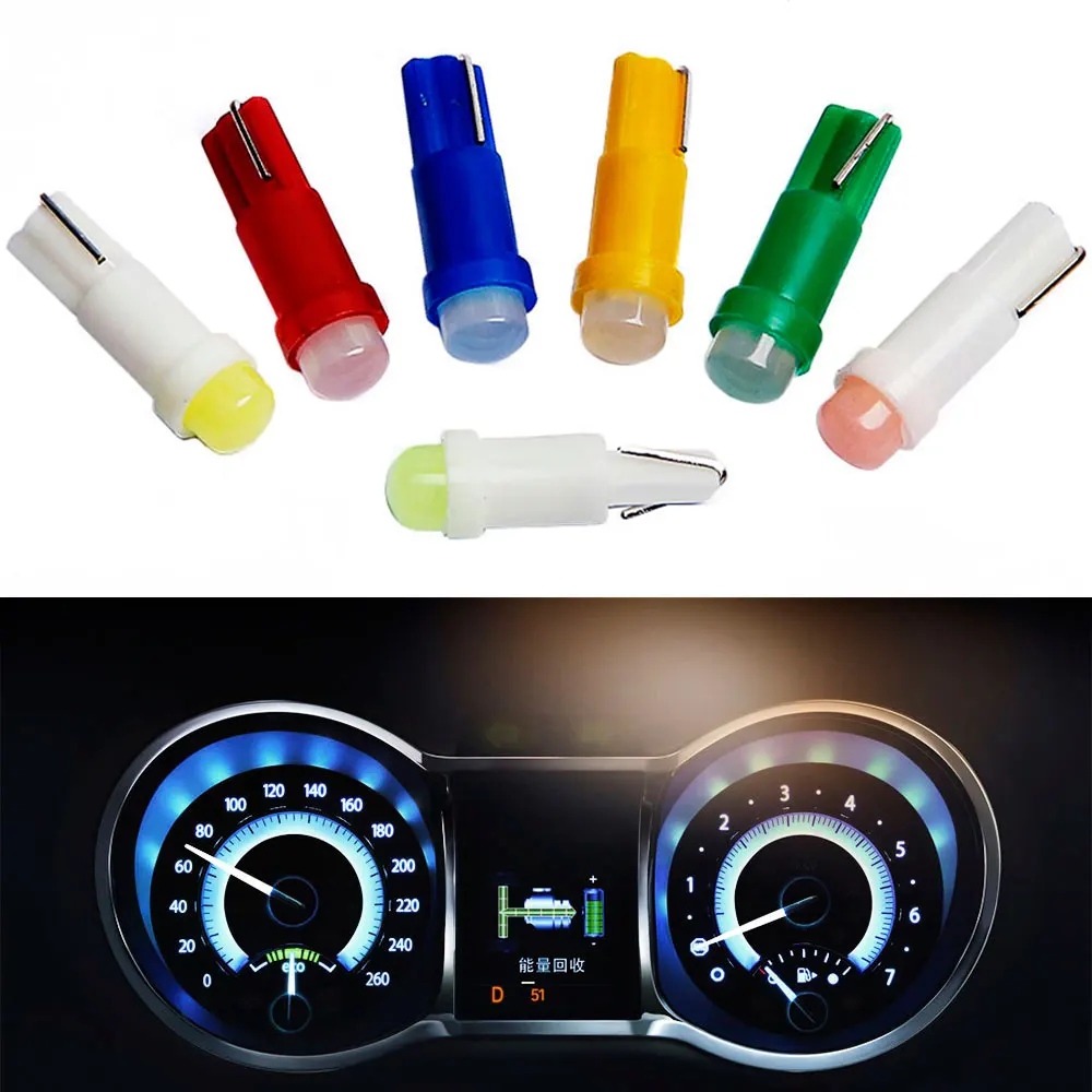 

20pcs Car Interior T5 Led 1 SMD DC 12V Light Ceramic Dashboard Gauge Instrument Ceramic Car Auto Side Wedge Light Lamp Bulb