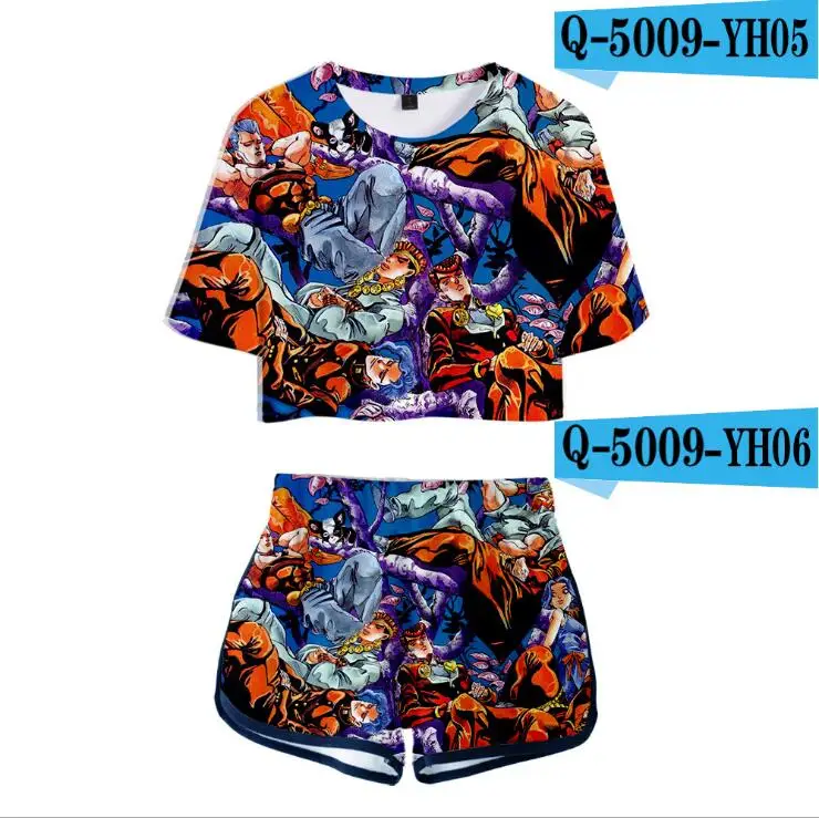 

Женский комплект из двух предметов с 3D-принтом «Невероятные приключения Джоджо»