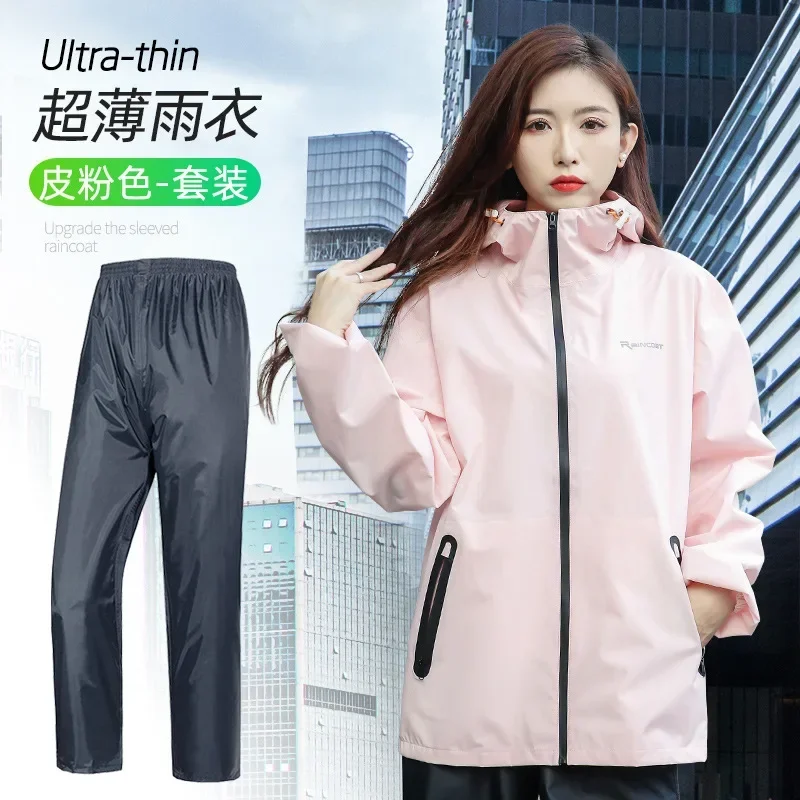 

Женский Мужской легкий мотоциклетный дождевик, брючный костюм для езды на велосипеде, водонепроницаемый пончо для путешествий и походов, летний дождевик