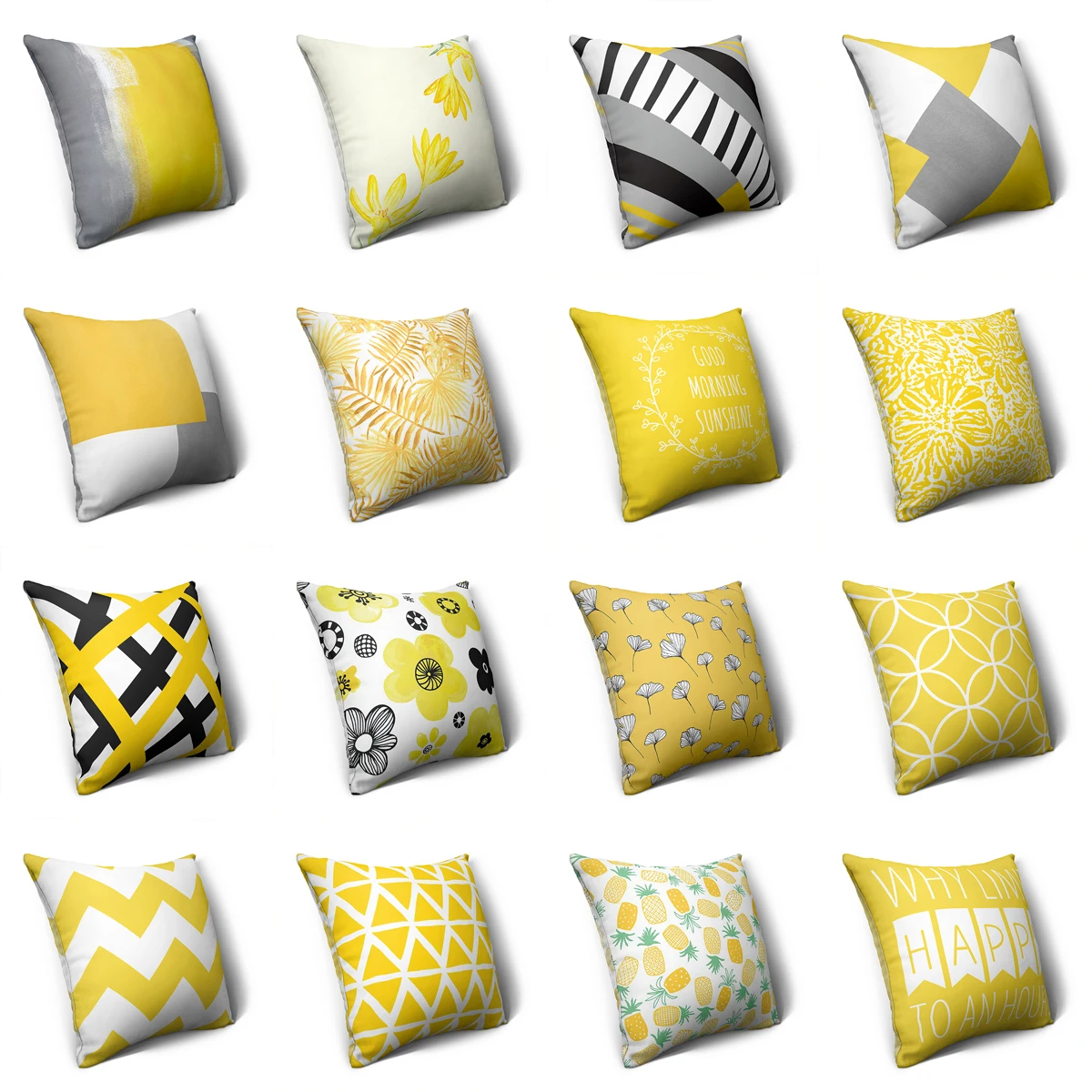 

ZHENHE Yellow Abstract Geometry Pillow Case Double Sided Printing Cushion Cover for Bedroom Sofa Balcony Decor 18x18 Inch