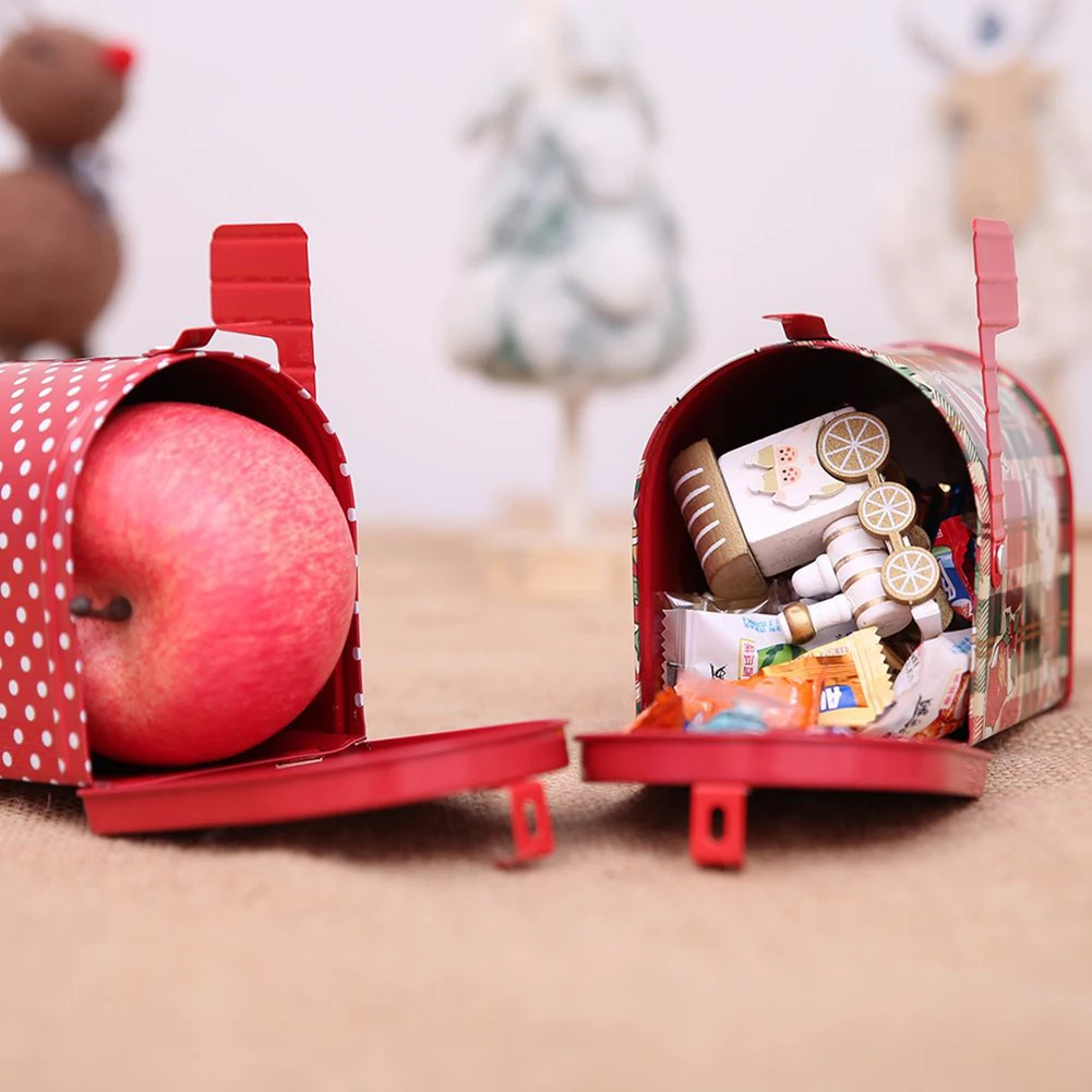 Gift Boxes Candy Box Tinplate Mailbox Wedding Party Gift Storage 13*8*9.5cm Cartoon Plaid Chocolate Apple Originaze