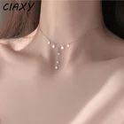 Ожерелье CIAXY 925 с циркониевыми дисками и кисточками для женщин, суперсказочное ожерелье-чокер, корейский маленький свежий серебряный цвет, ювелирные изделия