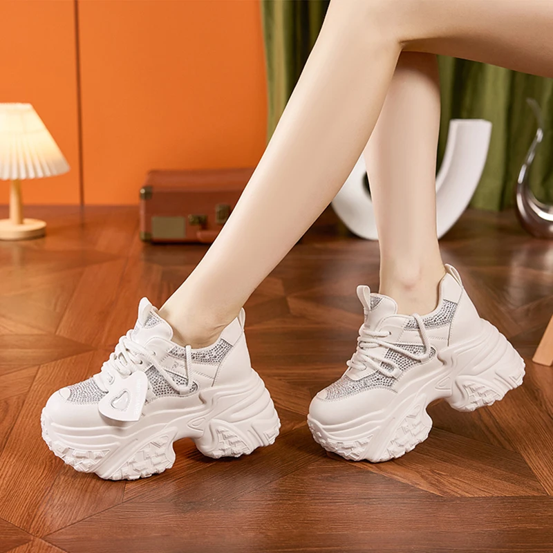 Женские кроссовки из микрофибры повседневная обувь на толстой платформе