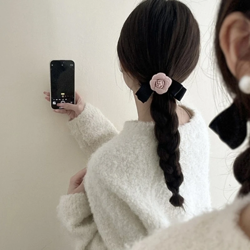 

Teens Bangs Clip Pink Flower Y2K Bangs Clip Sweet Girls Duckbill Clip Headdress Hair Accessories Camellia Hairpin