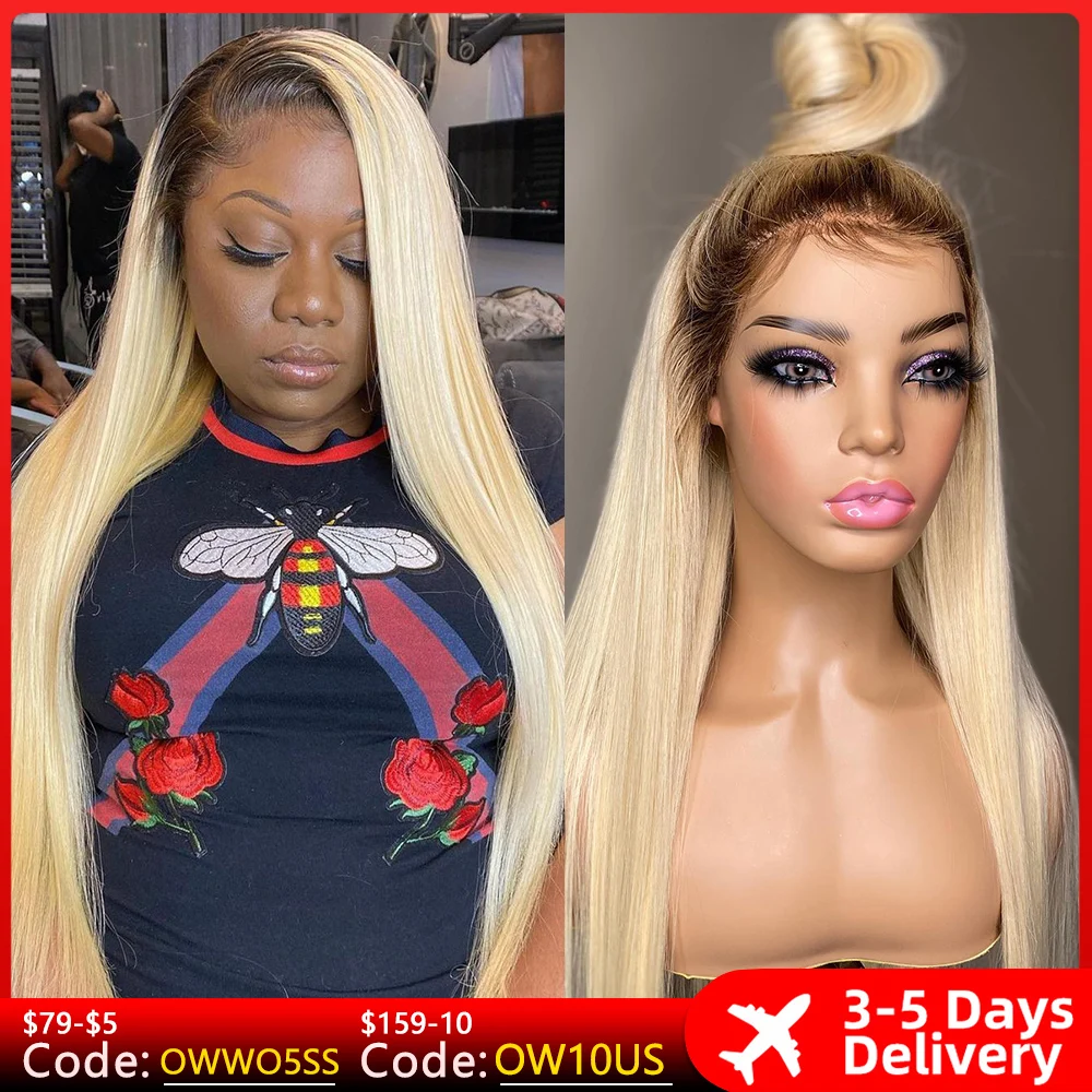 

Honey Blonde Straight Lace Front Human Hair Wigs For Women Brazilian 34 30 Inch 1b/613 13x4 Pre-Plucked 613 Hd Lace Frontal Wig