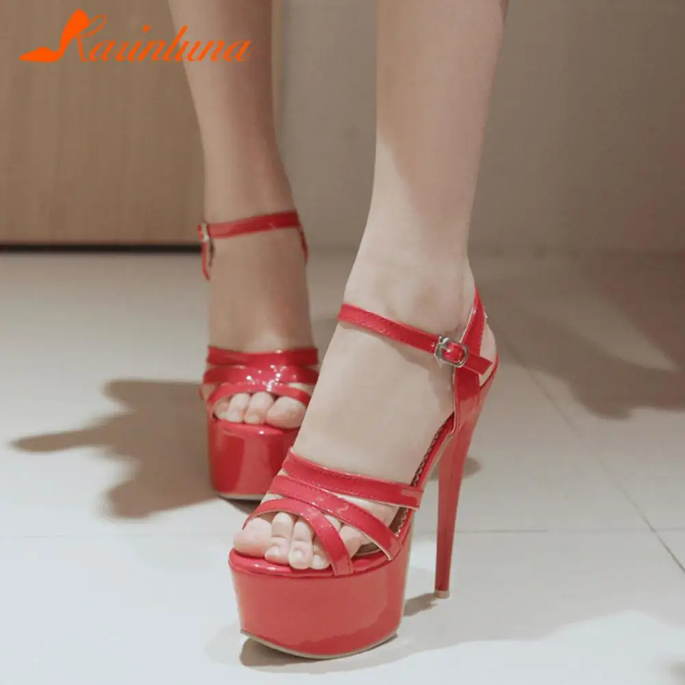 

Karinluna New Ladies Gladiator Thin High Heels Buckle Strap Platform Sandals Women Party Sexy Summer Shoes Woman Plus Size 33-48