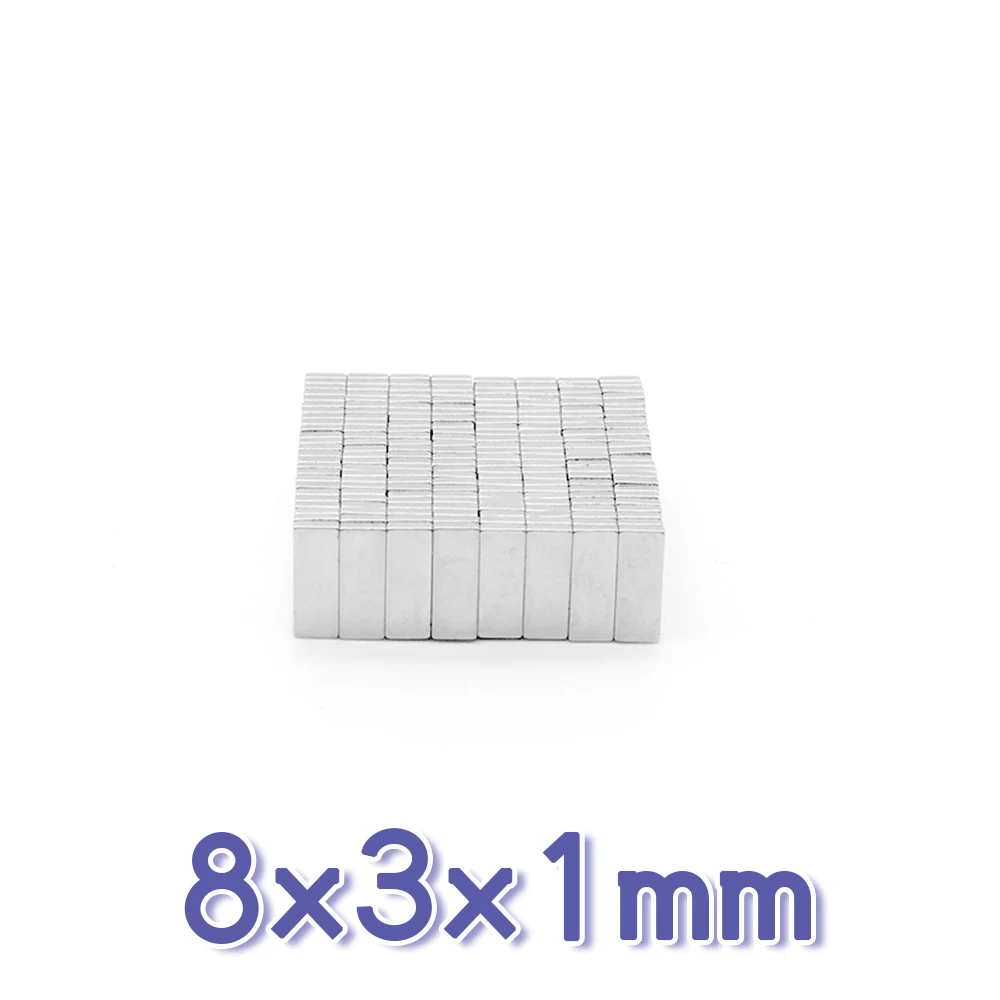 

20/50/100/200/500/1000PCS 8x3x1 Thin Small Quadrate Magnets N35 8*3*1 Permanent NdFeB Magnet 8x3x1mm Strong Powerful Magnets