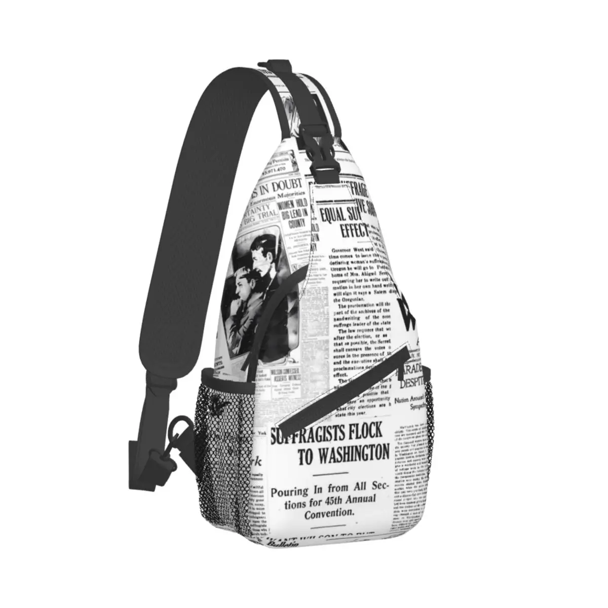 

Newspaper Print Chest Bags Making America Great Trekking Shoulder Bag Fun Designer Crossbody Bag School Outdoor Style Sling Bags