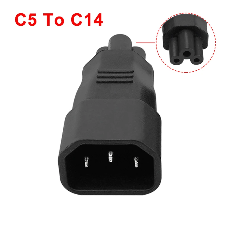 

﻿ 1 шт. переходник-вилка C5 в C14 IEC320, промышленный адаптер переменного тока, 3-контактный разъем C14, штекер C5 «мама», переходник питания, розетка