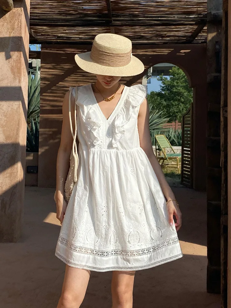 Элегантное французское Летнее мини-платье GypsyLady с V-образным вырезом и цветочной