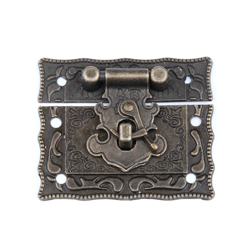 

367D Vintage Decorative Locks Zinc Alloy Swing Lock Clasp Wooden Jewelry Box Locks Replacement Vintage Furniture Hardware