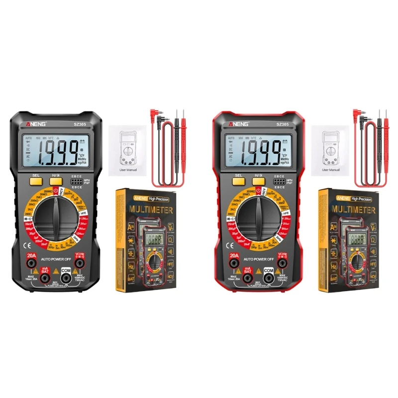 

Digital Multimeter 1999 Counts Voltmeter Auto-Ranging Fast Accurately Measures Current Resistance Diodes Durable