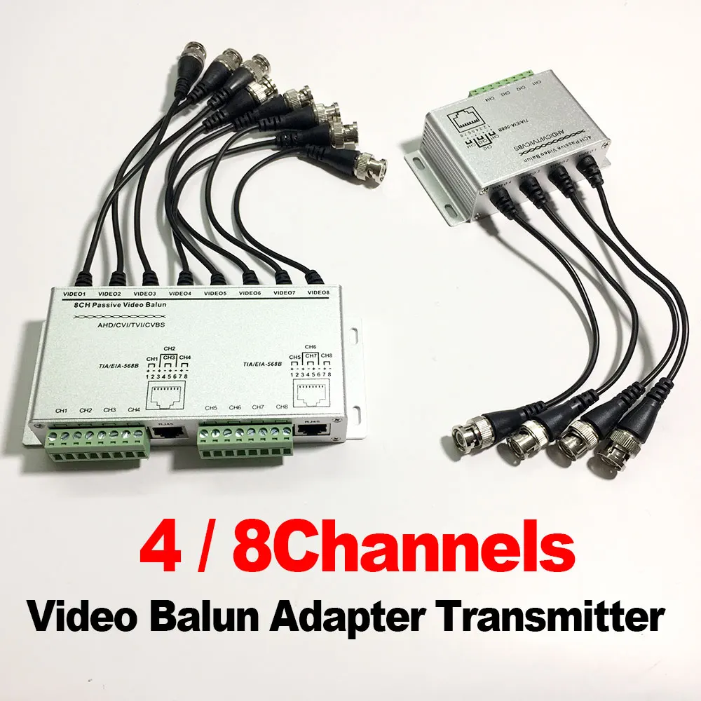 4 or 8 Channel CCTV Passive Video Balun RJ-45 UTP Twisted Pair Cable BNC Output