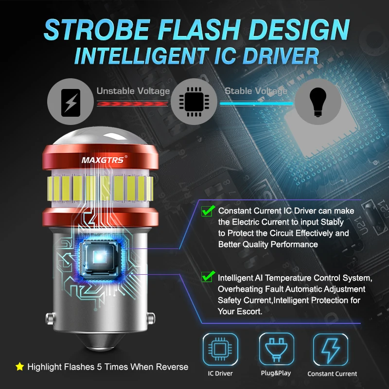 2x стробоскопическая вспышка 1156 P21W 7440 BA15S W21W Светодиодные автоматические фонари