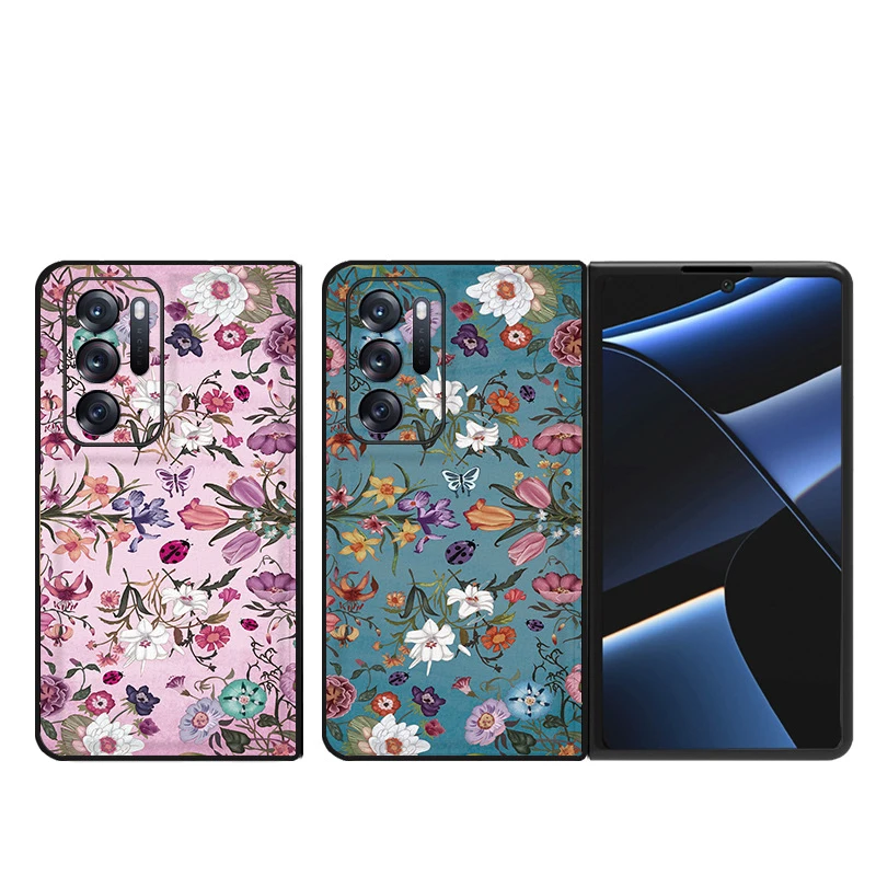Find N Funda Case for Oppo Find N findn Vintage Small Flower Pattern PU Leather Coque Protection Mobile Phone Case Cover Find N